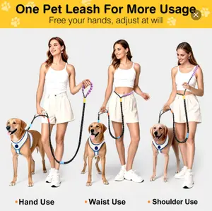 Leash for Dogs - Adjustable Pet Leash for Hand Waist and Shoulder Use - Free Your Hands Easily Adjustable with NBR Foam Grip and Lockable Metal Clip
