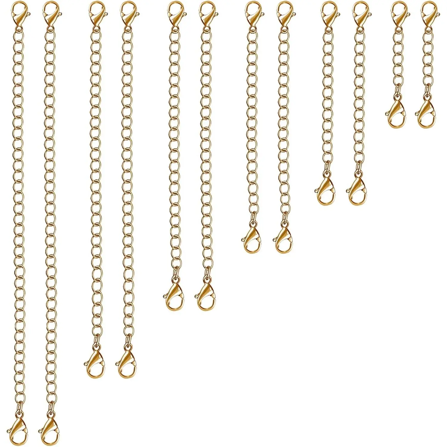 12 count Necklace Extenders - Stainless Steel Necklace Extension Chain for , Bracelets & Anklets (1"-6" Lengths, )