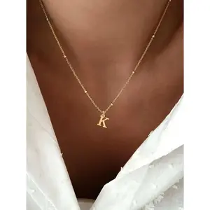 Fashion Tiny Initial Necklaces, Letters Necklace, Minimalist Necklace, Golden Letter A-Z Necklace Dainty Name Necklace Personalized Initial Tag Pendant Birthday Gifts Jewelry for Women Girls, Matching Necklace for Daily Wear Couples Gifts