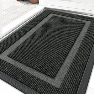 Waterproof Front Door Mat 29.5x17 – All-Weather Indoor Outdoor Doormat, Non-Slip Rubber Entry Rug, Low Profile Dirt Trapper for Patio, Porch & Entryway