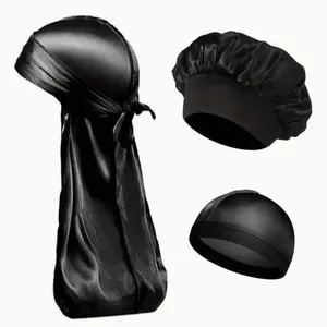 3-Piece Set Men Women Wave Curl Hair Towel Wrap, Smooth Satin Luxury Durag Headscarf, Premium Quality, Soft & Durable