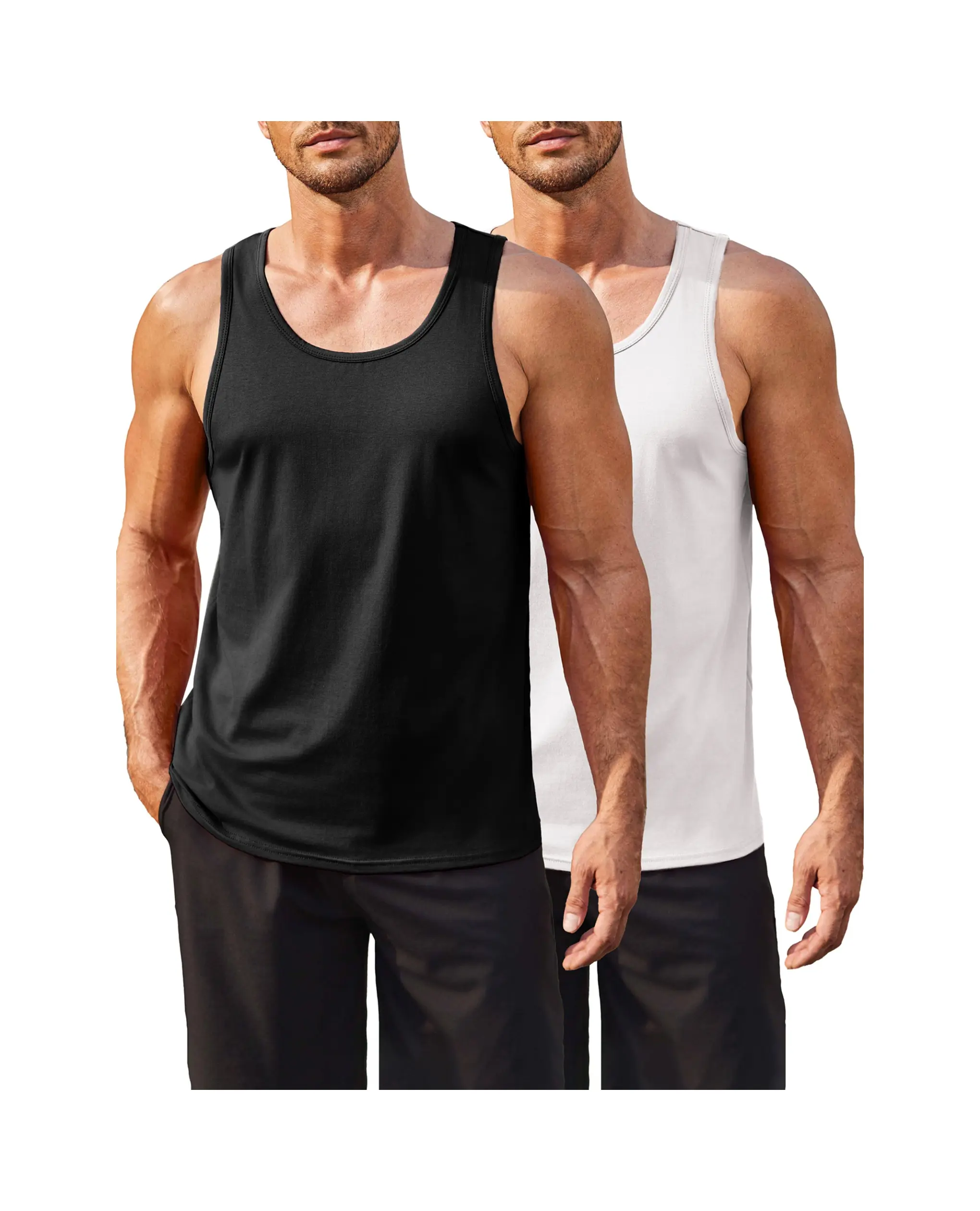 COOFANDY Men's Tank Tops 95% Cotton Pack Casual Summer Running Tanks Sleeveless Workout Gym Shirts