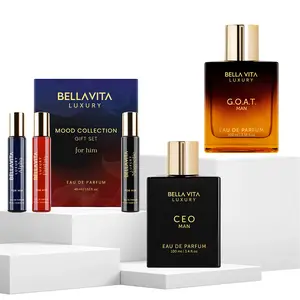 Bellavita Luxury Elite Man Trio Perfume for Men | CEO Man EDP 100ml, G.O.A.T. Man EDP & Mood Collection Gift Set (3x15ml) | Woody, Citrus, Amber & Vanilla Long Lasting Perfumes