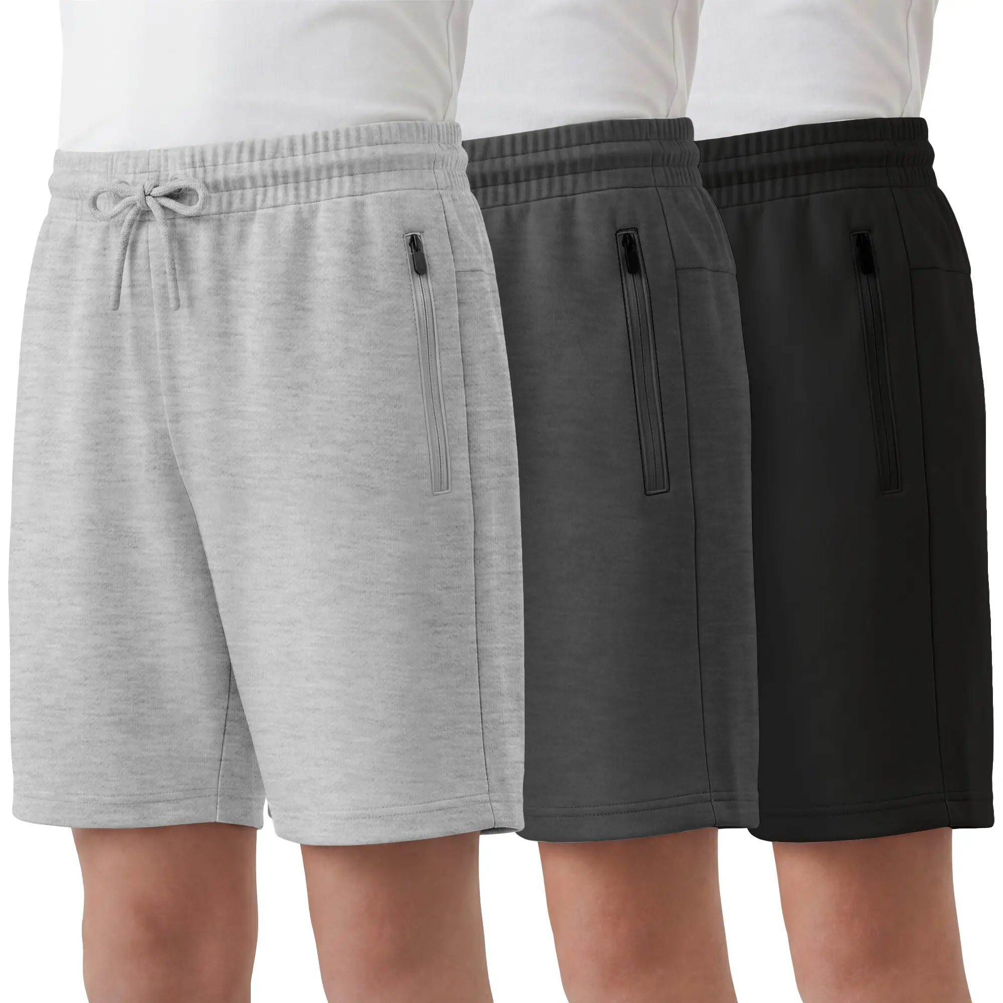 PURE CHAMP Boys' 3-Pack Athletic Shorts - Lightweight Quick-Drying Activewear, Breathable 4-Way Stretch Kids Shorts with Zipper Pockets, Comfortable Adjustable Fit, Durable UPF 50+ Fabric for School & Sports, Athletic Short