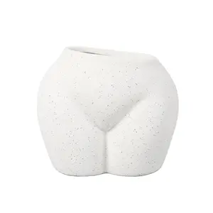 Leggy Lady Ceramic Vase 4.5"H Sand White Decorative Standing Floral Ornaments Unique Design Handcrafted Artisan Crafted from China - House