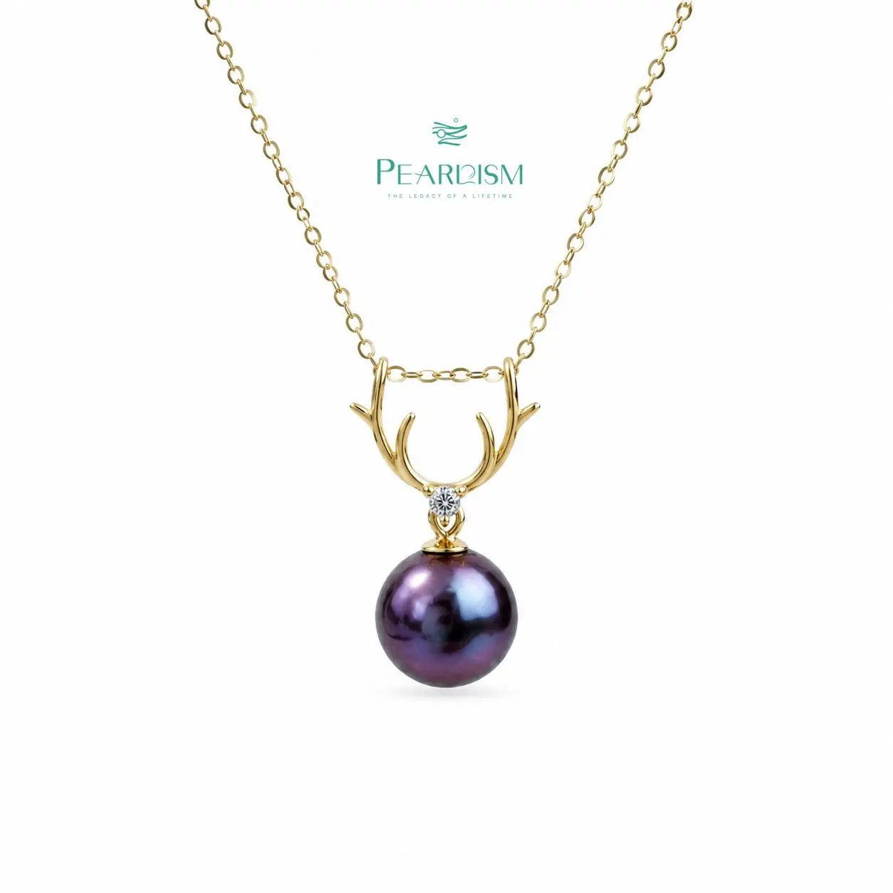 PEARLISM S925 Silver Reindeer Pendant Necklace | 8-9mm Freshwater Edison Pearl, Bonus Silver Chain Included-OFEP002