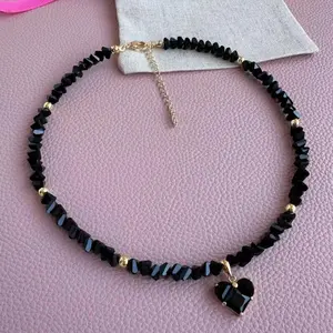 Trendy Heart Zircon Necklace For Women Handmade Crystal Beaded Chain Stainless Steel Love Pendant Light Luxury Jewelry For Daily Wear Dates And Parties