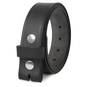 Snap on Genuine Leather Belt Strap Brown & Black 1.5" Wide One Piece Leather