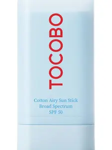 TOCOBO Cotton Airy Sun Stick SPF 50 Broad Spectrum Korean Matte Sunscreen Stick for Face - Travel Size Sebum Control Sunblock -Vegan, Lightweight, Non-Sticky 0.67 oz