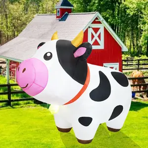 6 FT Long Cow Inflatables Christmas & Spring with Built-in LED Lights, Farm Ranch Inflatable Animals Cute, Blow Up Yard Outdoor Decorations for Garden Lawn Party Holiday Outside