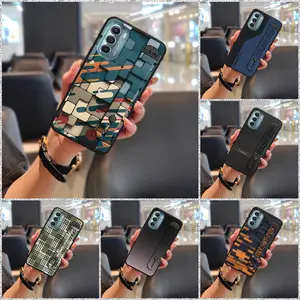 Shockproof Wristband Phone Case For MOTO G Stylus 5G 2022 Kickstand masculine simple Anti-knock Plain color Waterproof Anti-dust Fashion Design Durable protective commerce mature