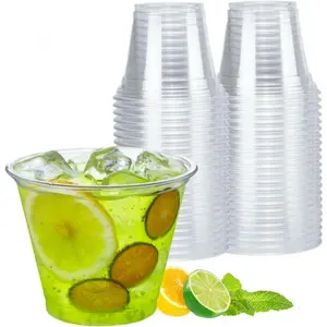 50 Pack 9 oz Clear Plastic Cups, Disposable Drinking Cups for Iced Coffee, Cold Beverage, Plastic Wine Cups for Wedding & Party