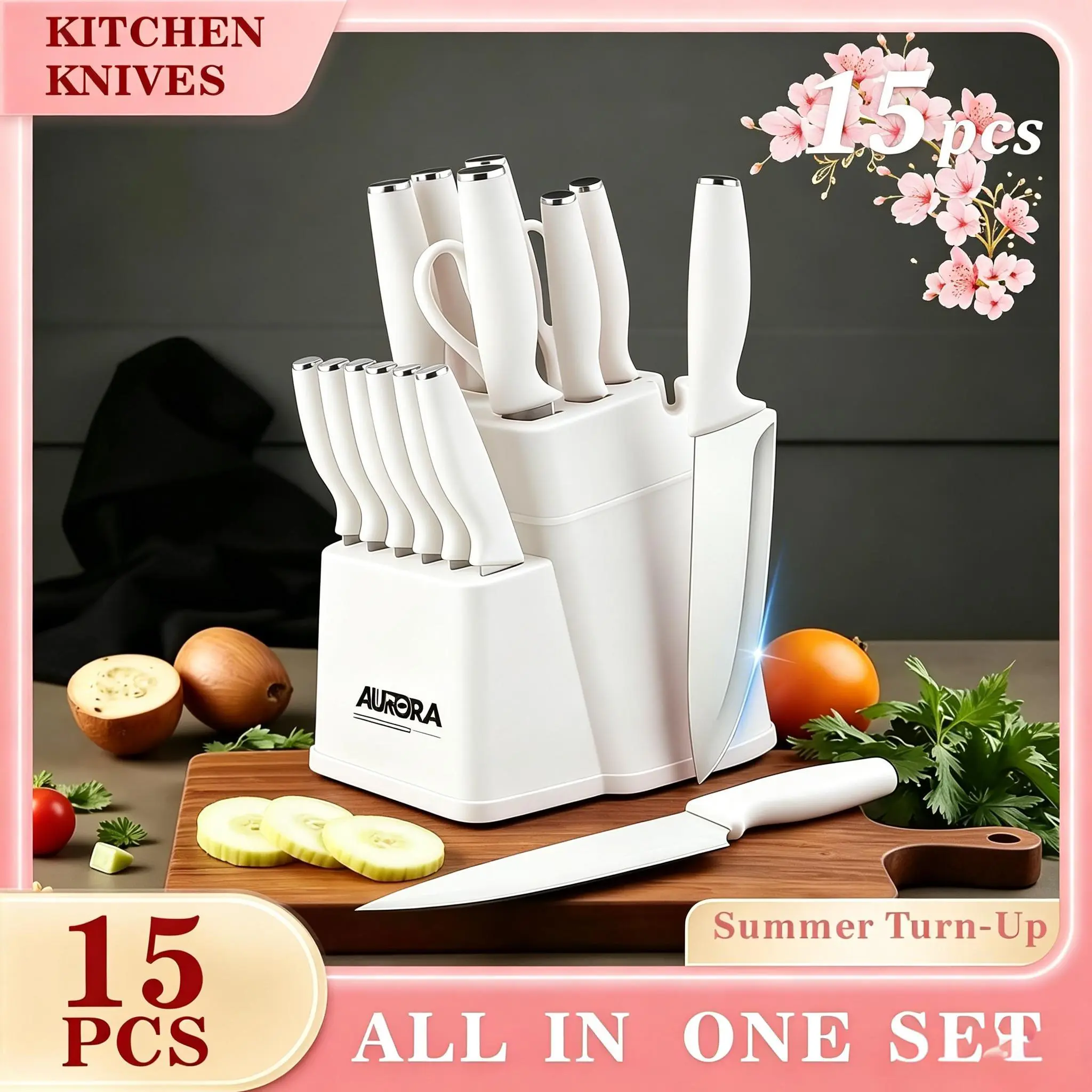 14-Piece Kitchen Knife Set: Includes 6 knives and 6 serrated steak knives. Suitable for cutting meat, vegetables, fruits, and steak. Made of stainless steel, this cooking utensil set is an ideal choice for outdoor entertainment and holiday gifts.