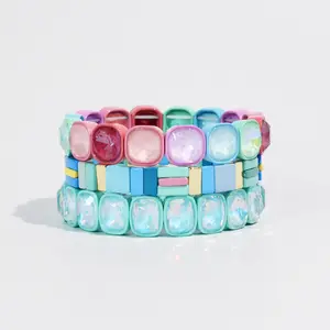Tile Sparkle Blue Bracelet Stack
