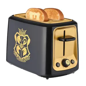 Harry Potter 2-Slice Toaster by Select Brands, Imprint Hogwarts Crest on Toasted Bread, Adjustable Bagel and Frozen Settings
