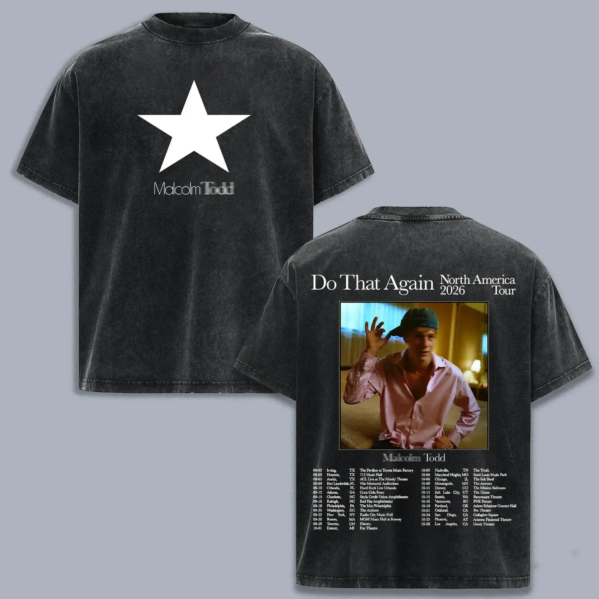Malcolm Todd Do That Again North America Tour 2026 Vintage Washed T Shirt, Double Sided Indie Pop Concert Tee, Retro Album Aesthetic Graphic Shirt, Oversized Heavyweight Unisex Music Fan Merch Gift Tee