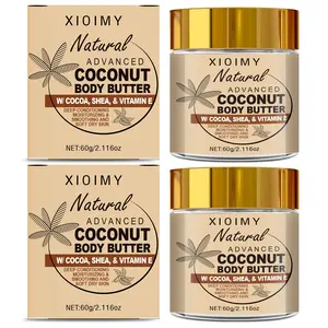 2.116 Oz Coconut Cocoa Butter Body Moisturizer, Strong Hydration, Hydrating, Smooth Skin, Contains Shea Butter & Sodium Hyaluronate, All Skin Types