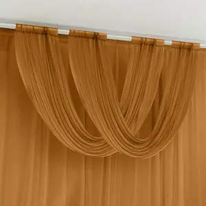 Gold Sheer Chiffon Valance Curtain 4ft x 5ft –  Wedding Arch Drape with Rod Pocket, Voile Backdrop Panel