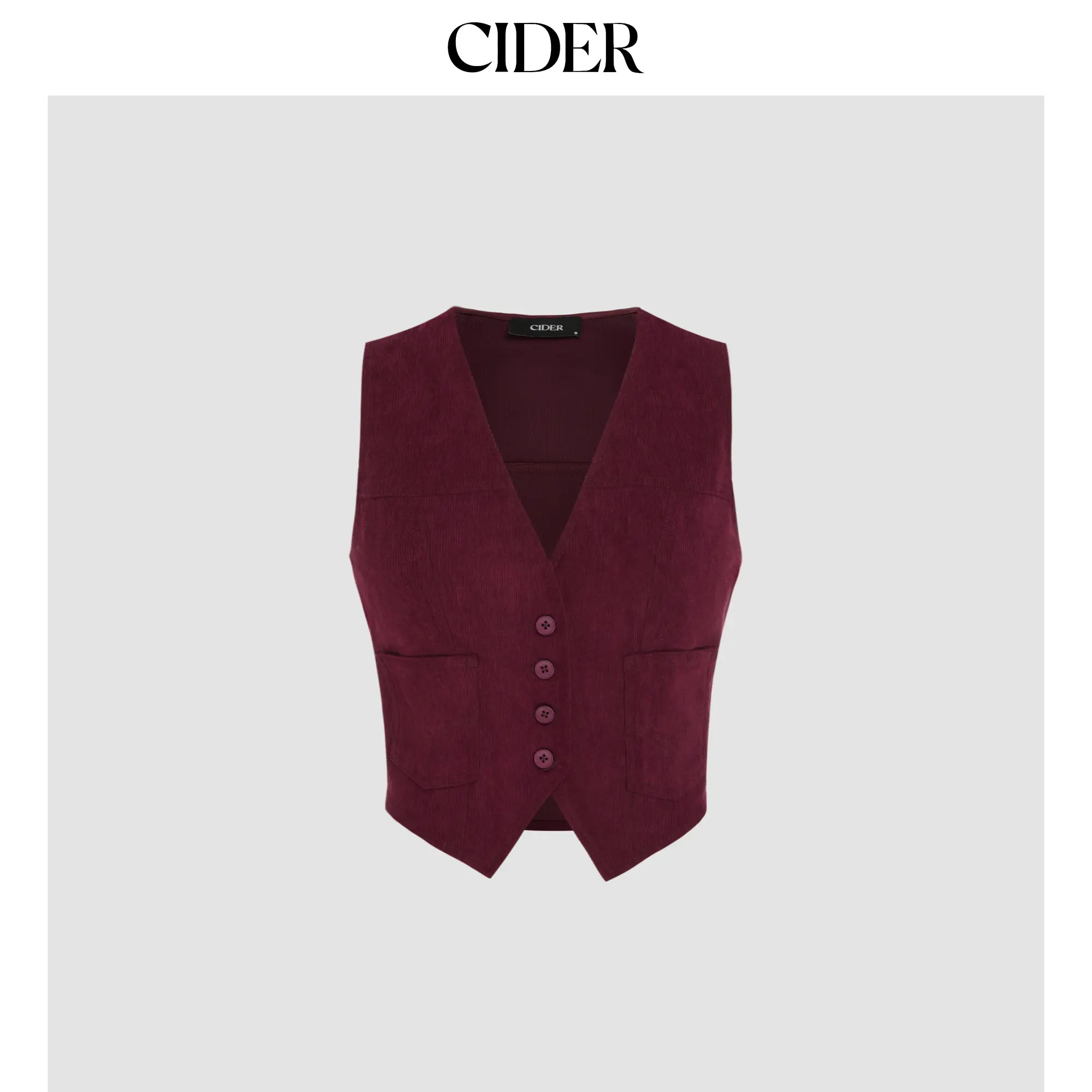 Cider [2 colors, size 0-26] V-Neck Cropped Waistcoat