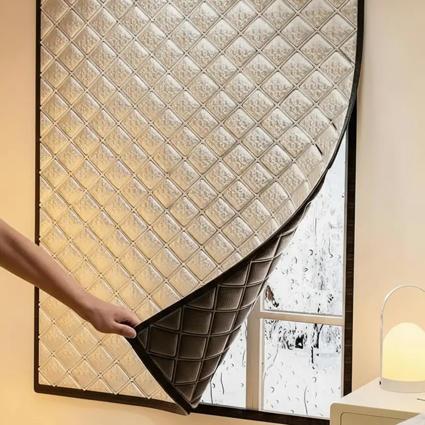 Winter Thicken Window Insulation Curtain, Thermal Insulated Curtain, Dual-Layer Cotton Windproof Noise-Reducing Full Sun Blocking Thermal Sealed Door Cover, Light Blocking, Noise Reduction Curtains, Curtain for Windows