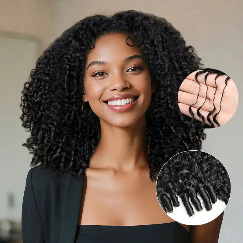 Human Hair Crochet Extensions  Burmese Curly Knotless Pre-Separated 50g/Bundle for Miracle Knots, Bohemian Curls, Knotless Box Braid Summer Hairstyles