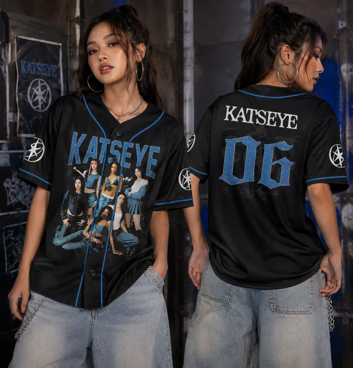 KATSEYE Baseball Jersey, Lightweight Polyester Button Down