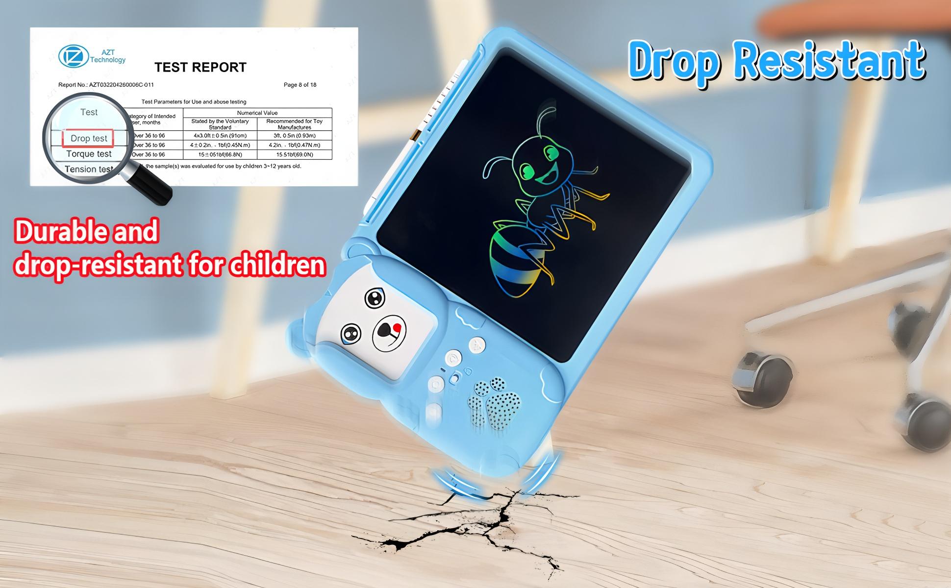 KIDGENIUS 3-in-1 LCD Writing Tablet with Quick Eraser Button & 510 Vocabulary Flash Cards for English & Spanish Learning - Ideal Home Tutor Gift Animal Toddler Charging Durable Portable Rechargeable Screen