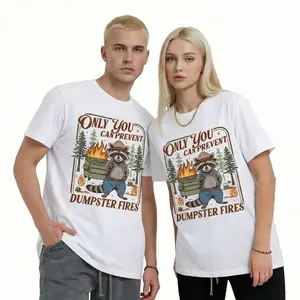Only You Can Prevent Dumpster Fires Graphic Tee Unisex Funny Raccoon T-Shirt Sarcastic Humor Top Vintage National Park Style Outdoor Camping Shirt Casual Cotton Blend