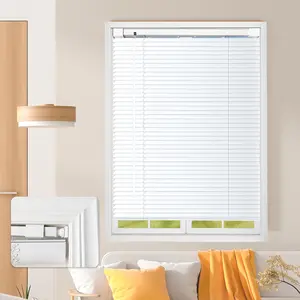 No Tools No Drill Cordless Mini Blinds, 1" L-Shaped Slats Light Filtering Shades, Horizontal Vinyl Blinds for Indoor Windows, White,31.5" Wx 36" H