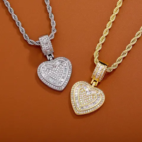 【Mother's Day Gifts】No Fading Heart Necklace for Women, Hip Hop Diamond Neckalce for Girls, Birthday Gifts for Women