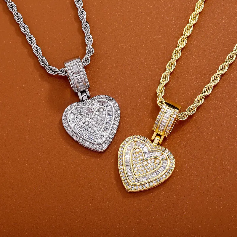 【Mother's Day Gifts】No Fading Heart Necklace for Women, Hip Hop Diamond Neckalce for Girls, Birthday Gifts for Women