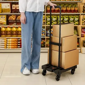 Folding Hand Truck Dolly Cart, 330 LBS Capacity, Convertible Platform, Stair Climbing Wheels, Lightweight Aluminum Frame, for Moving Boxes, Appliances, Luggage, Warehouses & Hotels