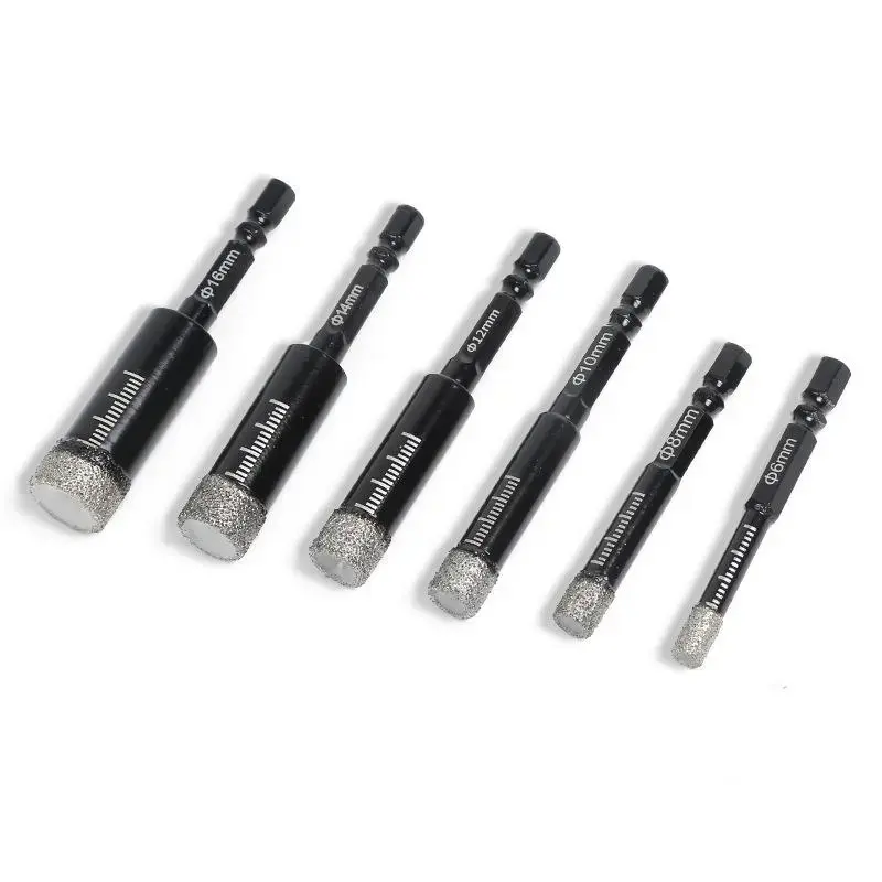 Promotional price:  off6 Pcs Diamond Drill Bits Set, 1/4 5/6 3/8 1/2 Inch Brazed Diamond Drill Bits for Precision Drilling in Tile Ceramic Glass Granite Marble Masonry