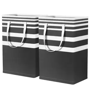 2 Pack Large Laundry Basket, Aertyole Waterproof, Freestanding Laundry Hamper, Collapsible Tall Clothes Hamper with Extended Handles for Clothes Toys in the Dorm and Family-(75L)