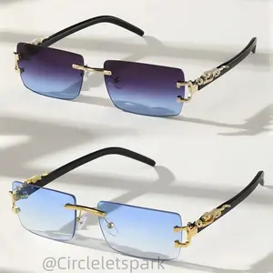 2 Pack Frameless Rectangular Sunglasses for Women and Men Uv400 Protection Lightweight Trendy Eyewear Modern Minimalist Style for Daily Life Streetwear Travel and Outdoor Activities