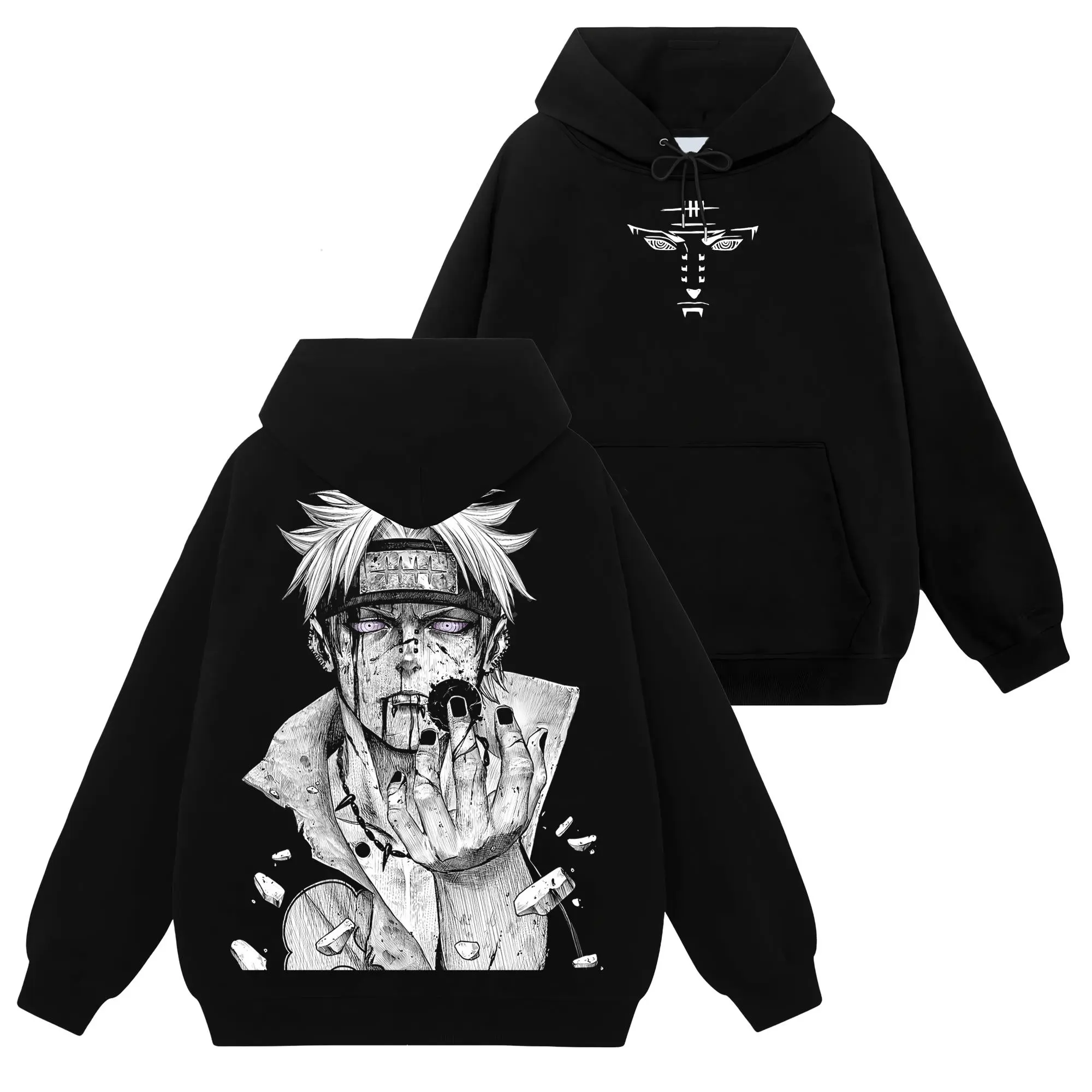 [Konoha Shop] Limited Pain Akatsuki - Naruto Shippuden #91 Hoodie T-Shirt Sweatshirt, Retro Vintage Unisex Graphic 90s Cotton, Gift For Wibu Ninja Shinobi , Anime Manga Y2K Streetwear Apparel Everyday Fabric Fit