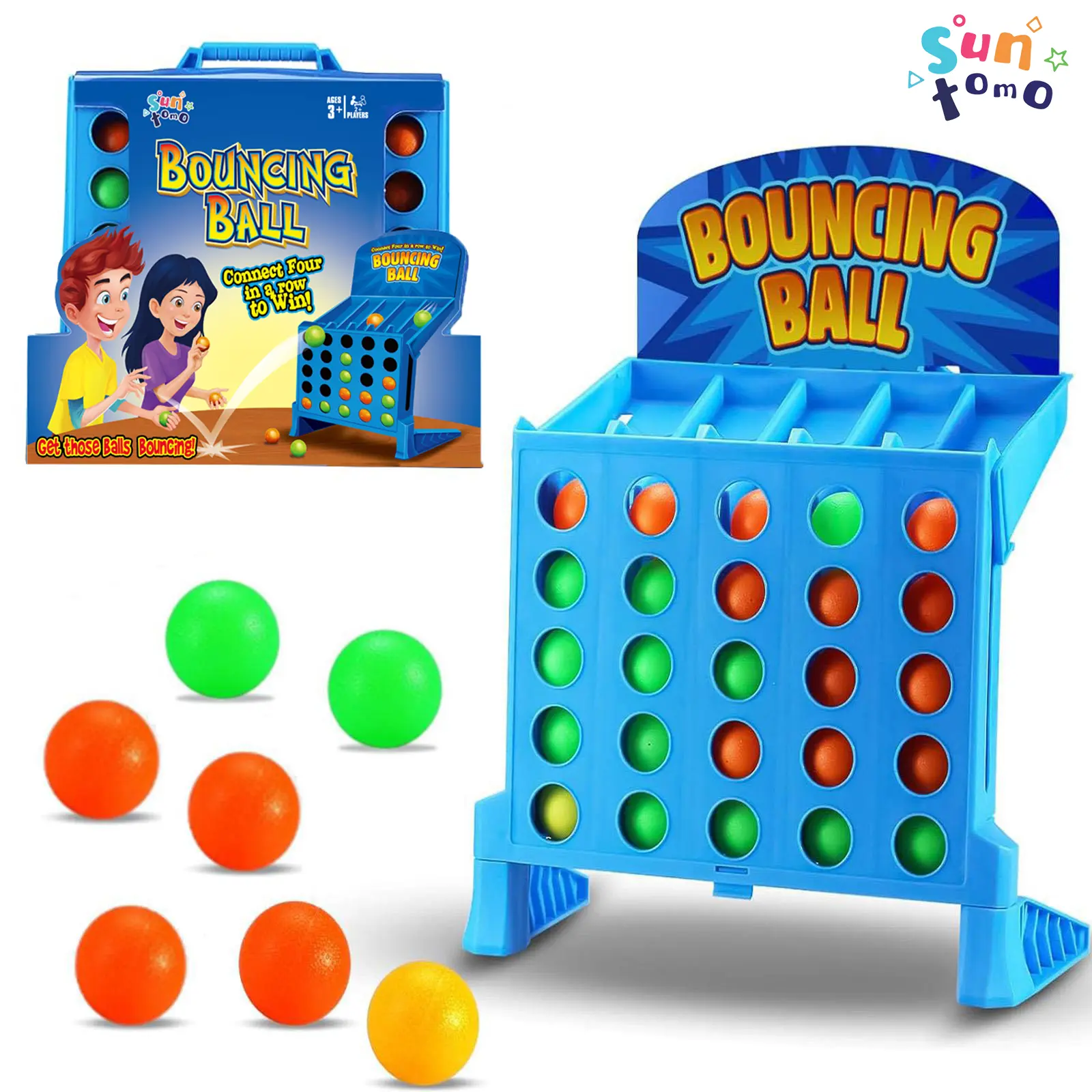 Suntomo Bounce Balls Shots Game, Connect 4 Game - 4 In a Row Ball Bounce Game, Bounce Off Party Game Jumping Ball Tabletop Game, Parent-Child Interaction Board Game  Educational Toy