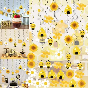 20 Pack Bee Hanging Swirl Decorations Bee Party Decorations Bee Ceiling Honey First Bee Theme Party Supplies Birthday Bee Day Party Decorations Aluminum Set