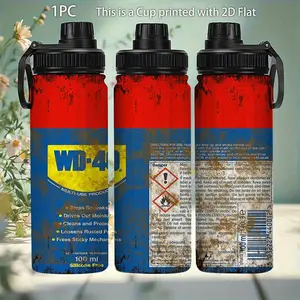 1pc 20oz WD-40 themed stainless steel tumbler with brand logo and versatile design, Drinkware
