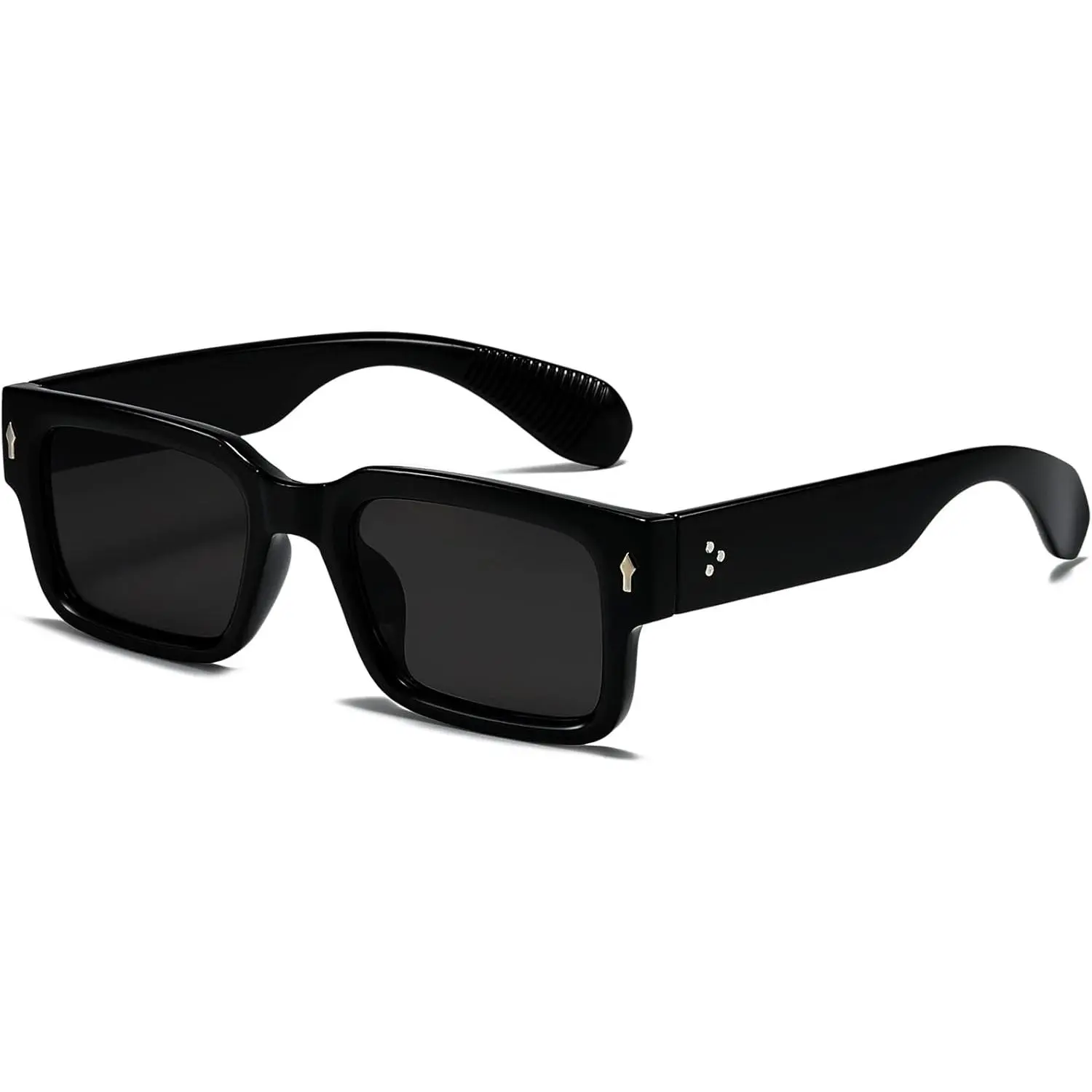 Trendy Styling Sunglasses for Women & Men, Bold Rectangle Thick Frame Shades with UV400 Protection for Holiday Parties, Men's Sunglasses, Anti Uv Glasses, Stylish Accessories, Rectangular, Outdoor Wear, Bold Frames, Unisex, Uv-Protection, Classic, Nasal B