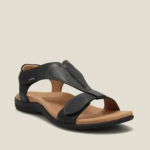 Women's Comfy Sandals, Hook and Loop Fastener Closure Open Toe Soft Sole Sandals, Summer Casual Beach Slip on Shoes