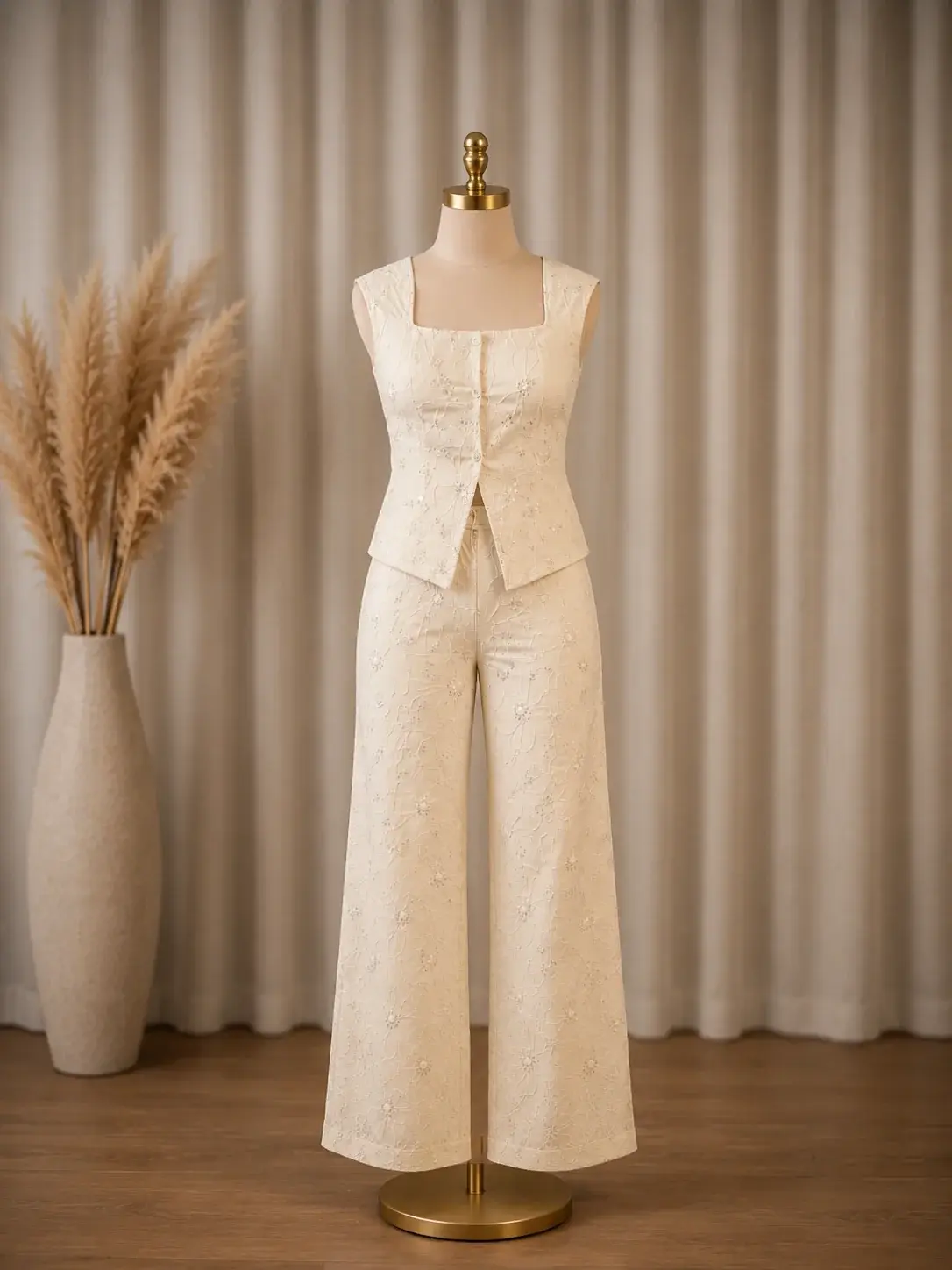 Arena Chic Set – Elegant Beige Two-Piece Pants Set
