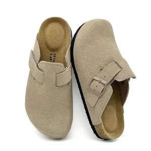 Lumubby Women's Genuine Suede Clogs - Casual Platform Footwear with Arch Support, Cork Footbed, Memory Foam, Adjustable Straps, Lightweight Design for Summer Adventures