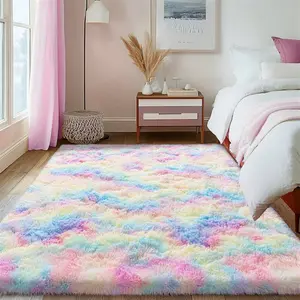 AAFKK Large Shag Rugs For Bed Room Rugs For Livingroom, Fluffy Carpets For Bedroom Tie-dye Rainbow Rug Halloween Decor Bedroom Decor Ultra Soft Plush Area Rug Non-Slip Bedroom Rug Living Room Rug, Decorative Room Accessories Room Decor Aesthetic