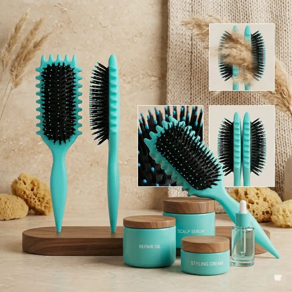 Curly Hair Brush, Curl Defining Brushes, Styling Brush for Curly Hair, Shaping and Defining Curls Brushes for Women (Green) Hair Tools