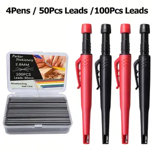 2.8mm Woodworking Pencil with Special Replacement Core, Large Capacity Lead, Suitable for Tile Metal Floor Marking Pen and Retractable Auto Deep Hole Marker, Tool Box