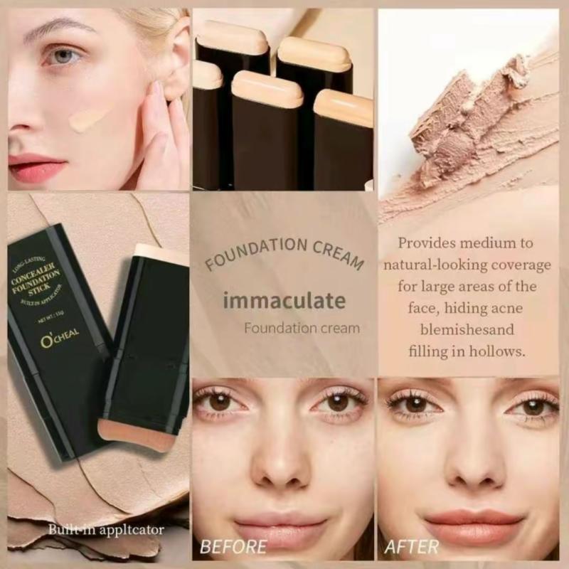 5-Color Dual-Ended Eraser Foundation Stick Multi-Use Concealer Highlighter & Nose Contour Flawless Long-Lasting Waterproof Matte Makeup Cosmetic