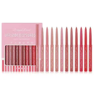 Long Lasting Waterproof Lip Liner Set, 12pcs Matte Lip Liner, Easy Coloring & Moisturizing Lip Liner, Lip Makeup for Women & Girls