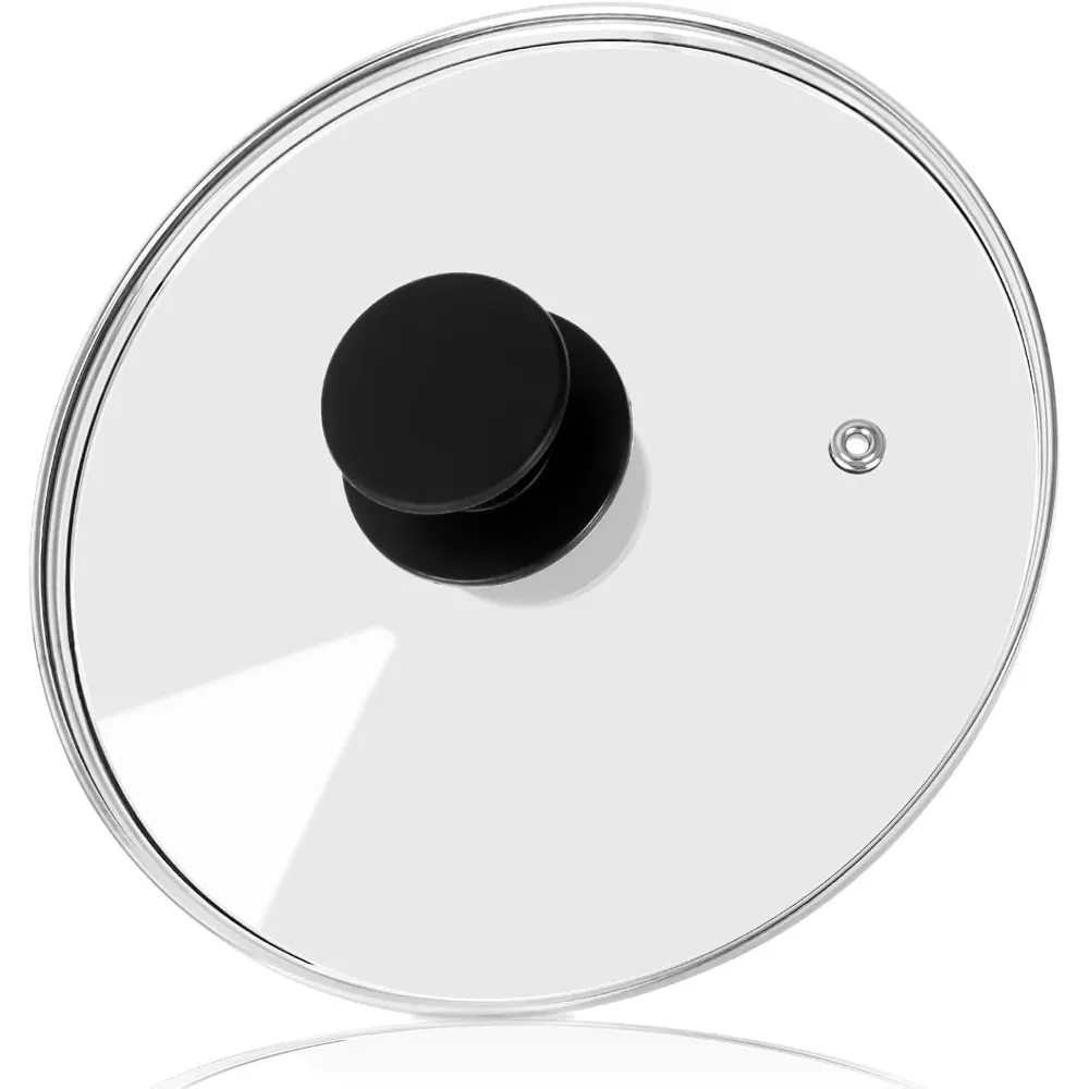 Pan Lid 8 Inch-Tempered Glass Pot Lid-Replacement Pan Cover For Cast Iron Skillets,Frying Pans,Pots,Wok, Heat Resistant Handle