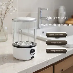 2L Mini Washing Machine, 2000mah Fully Automatic Portable Turbine LED Laundry Cup, Compact Baby Clothes, Underwear, Panties, Socks